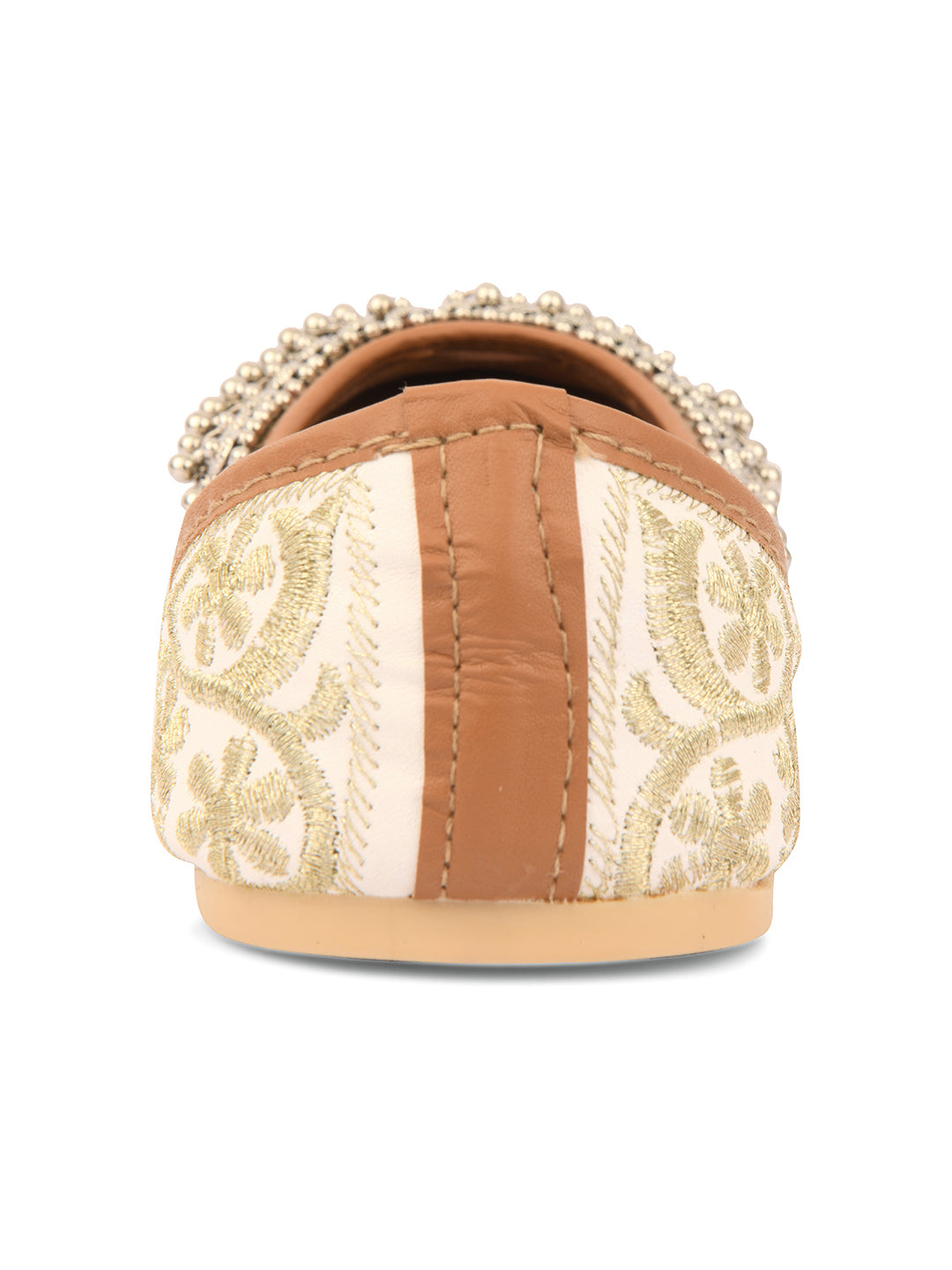 Desi Colour Women Indian Ethnic Footwear-Off White-Gungroo | Grocsy