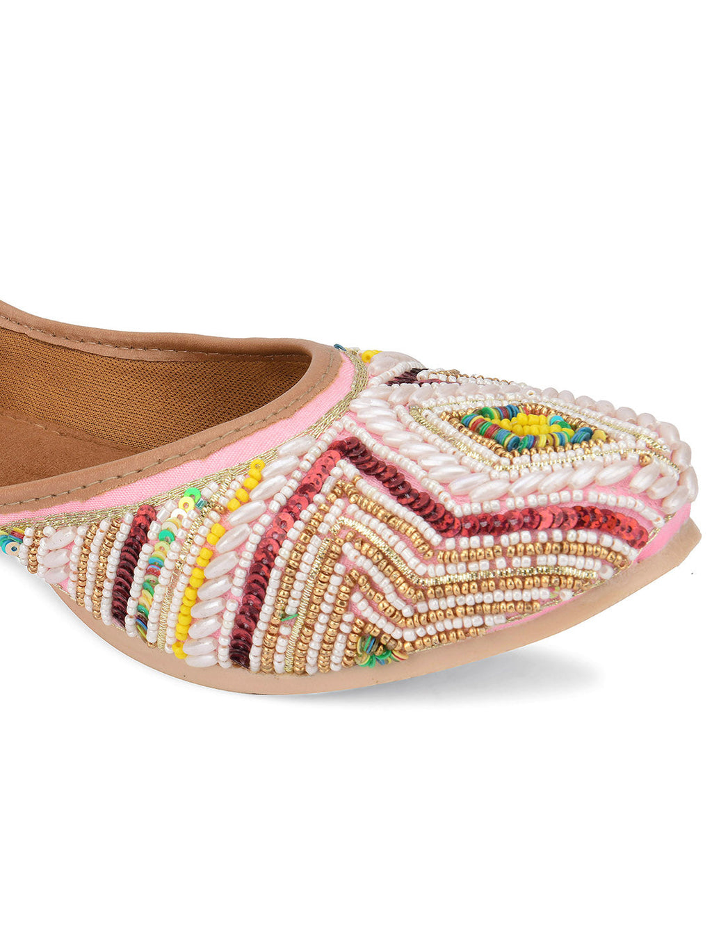 Desi Colour Women Indian Ethnic Footwear-Rhombus Pearl Emb | Grocsy