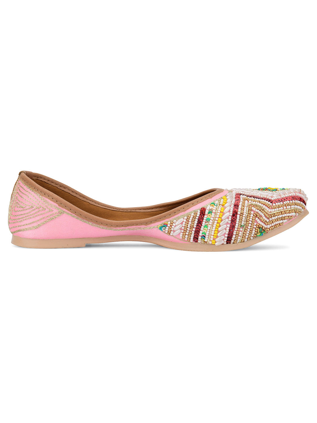 Desi Colour Women Indian Ethnic Footwear-Rhombus Pearl Emb | Grocsy