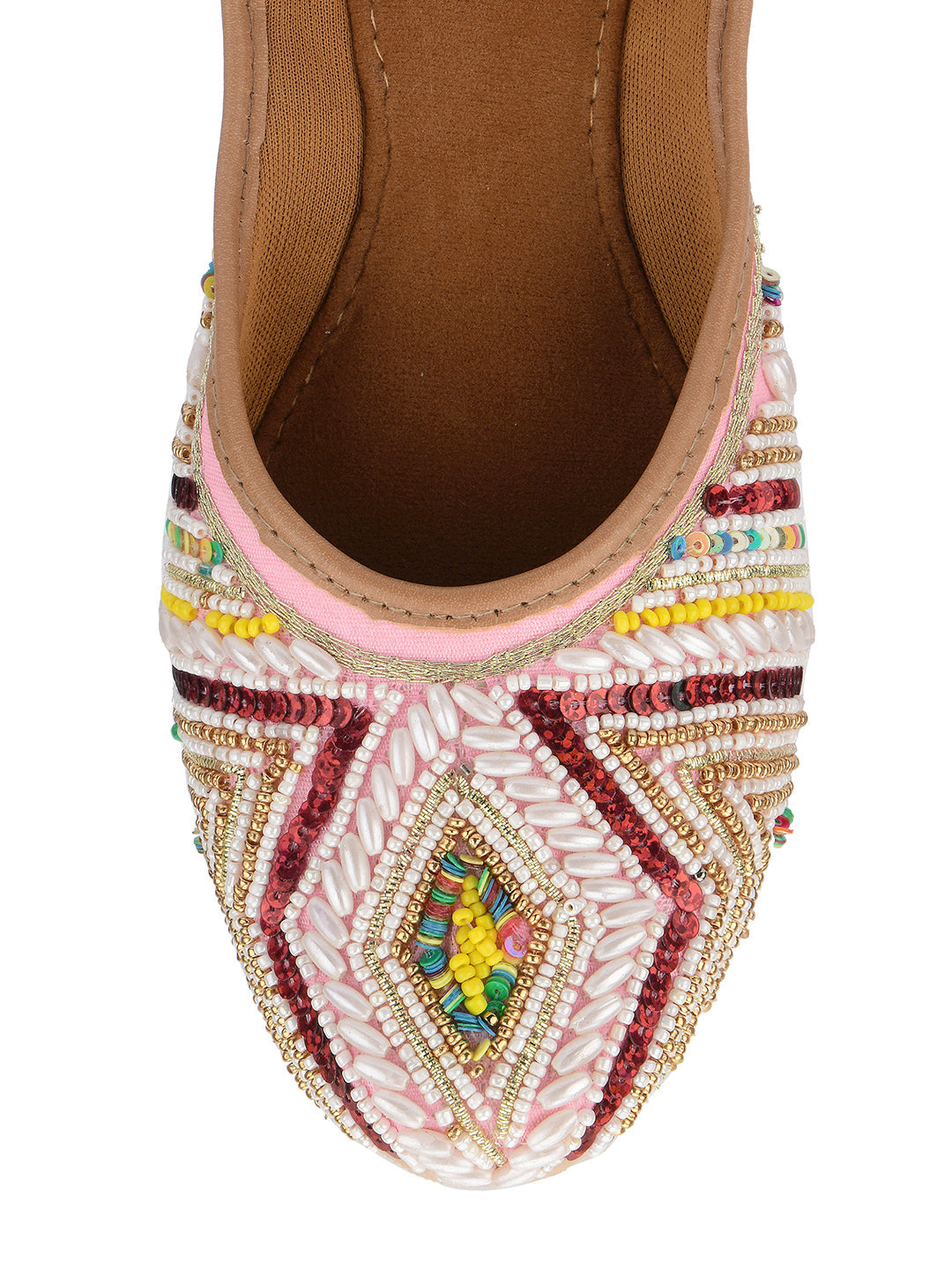 Desi Colour Women Indian Ethnic Footwear-Rhombus Pearl Emb | Grocsy