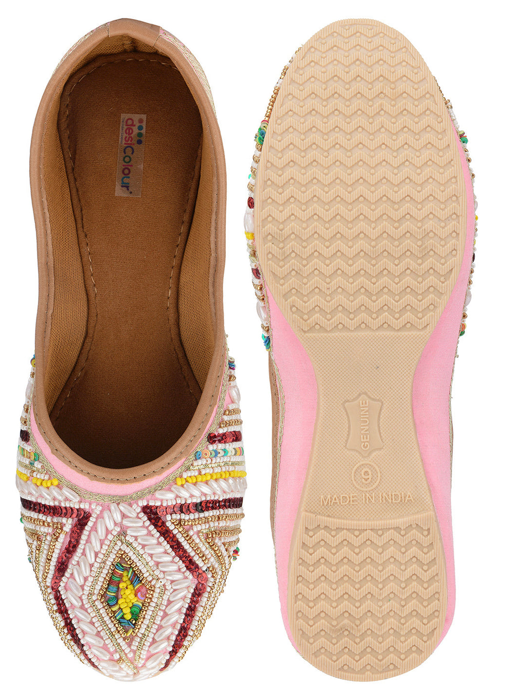 Desi Colour Women Indian Ethnic Footwear-Rhombus Pearl Emb | Grocsy