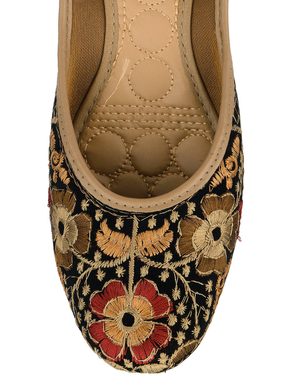 Desi Colour Women Indian Ethnic Footwear-Black Thread Work 1 | Grocsy