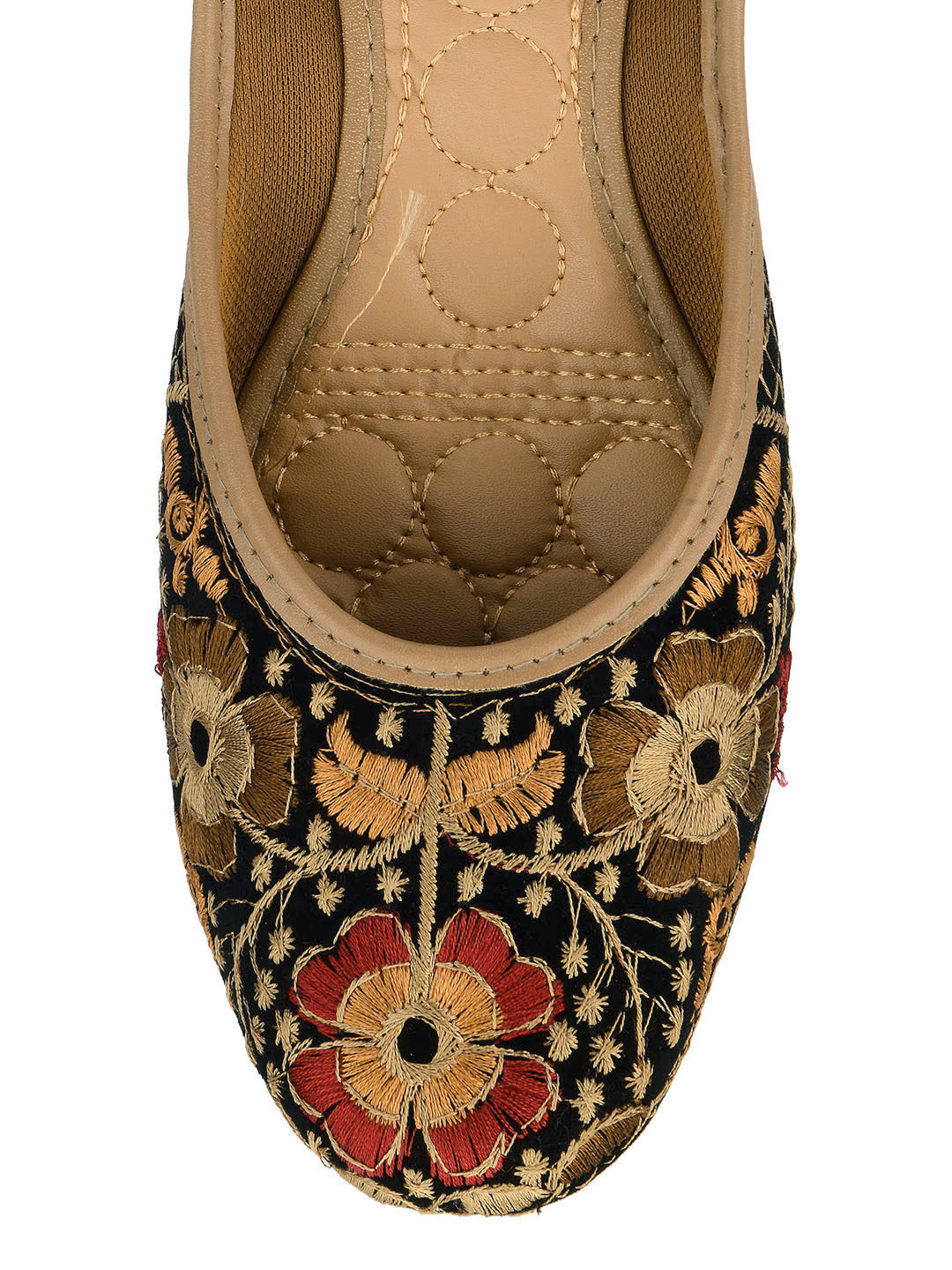 Desi Colour Women Indian Ethnic Footwear-Black Thread Work 1 | Grocsy