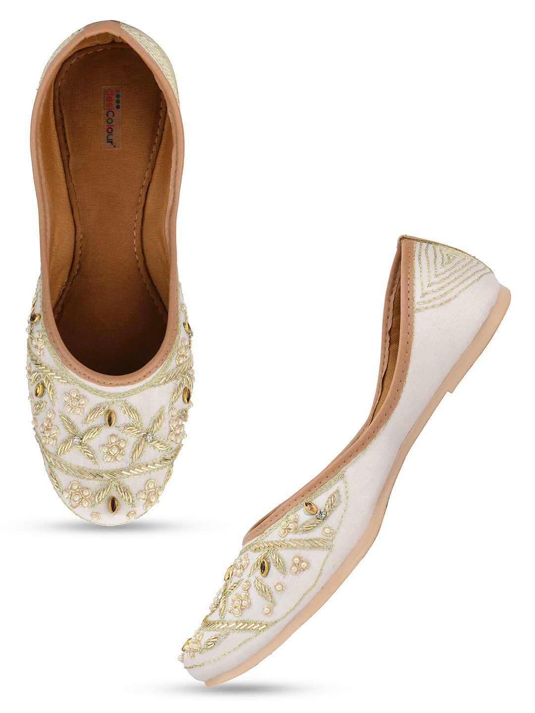 Desi Colour Women Indian Ethnic Footwear-Pearl Dabka | Grocsy