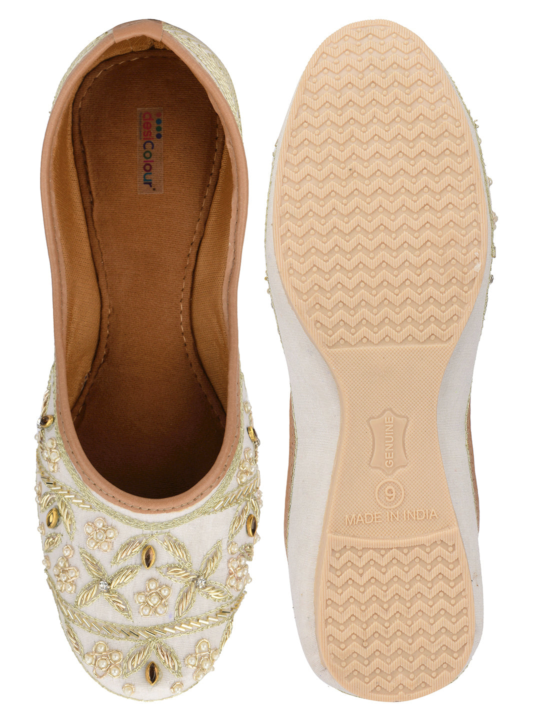 Desi Colour Women Indian Ethnic Footwear-Pearl Dabka | Grocsy