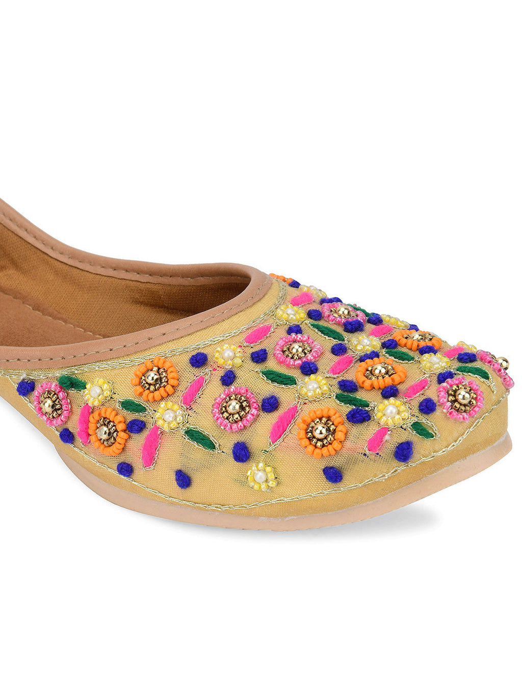 Desi Colour Women Indian Ethnic Footwear-Gold Multi | Grocsy