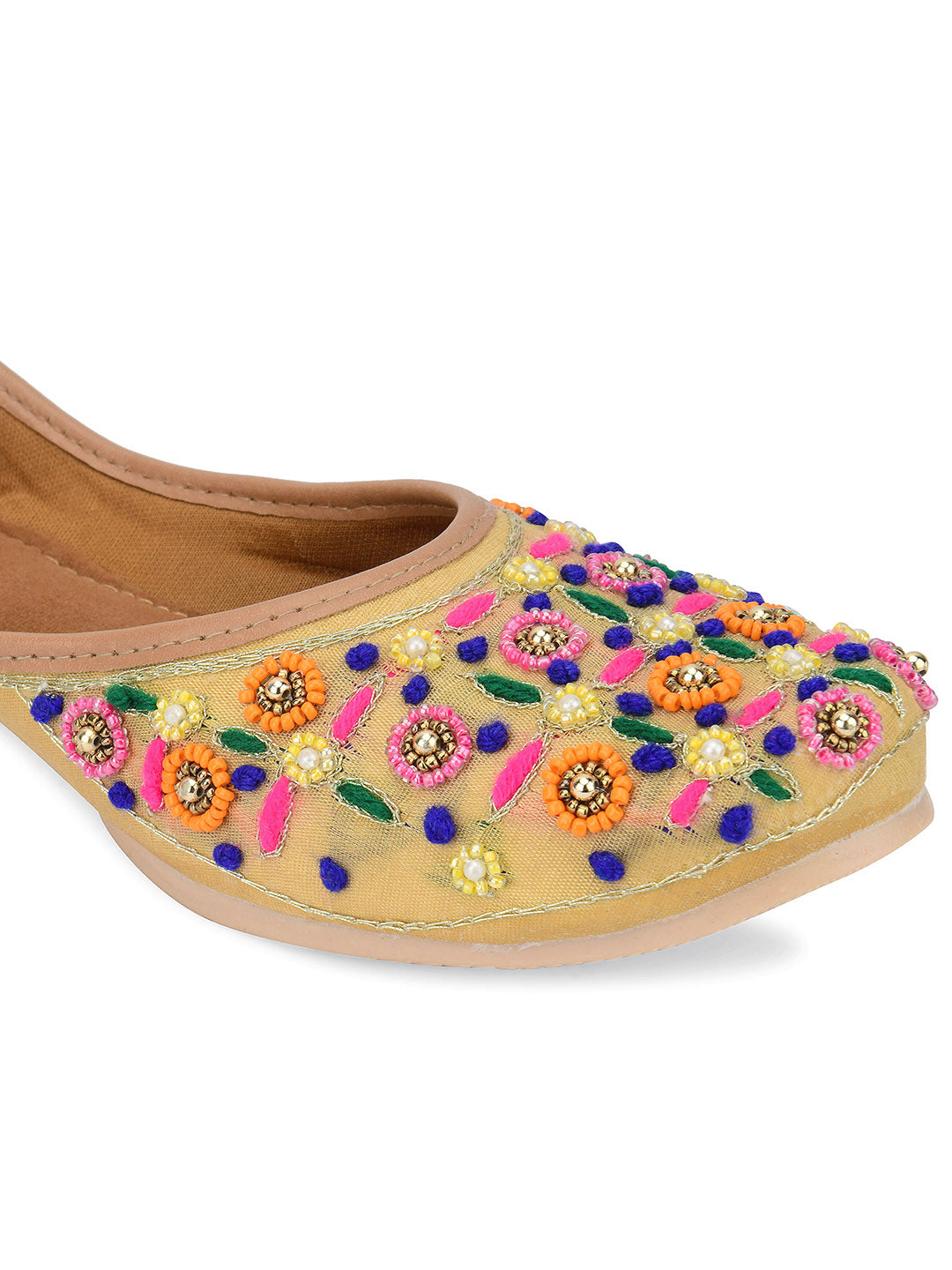 Desi Colour Women Indian Ethnic Footwear-Gold Multi | Grocsy