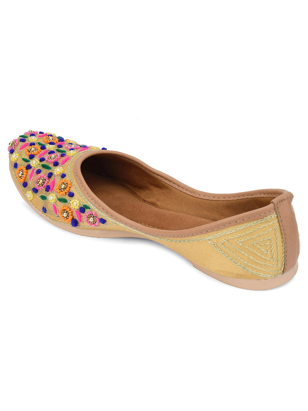 Desi Colour Women Indian Ethnic Footwear-Gold Multi | Grocsy