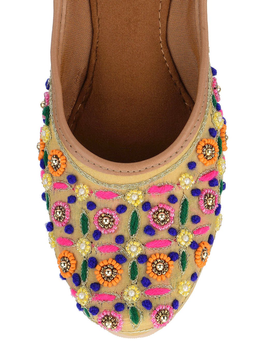 Desi Colour Women Indian Ethnic Footwear-Gold Multi | Grocsy