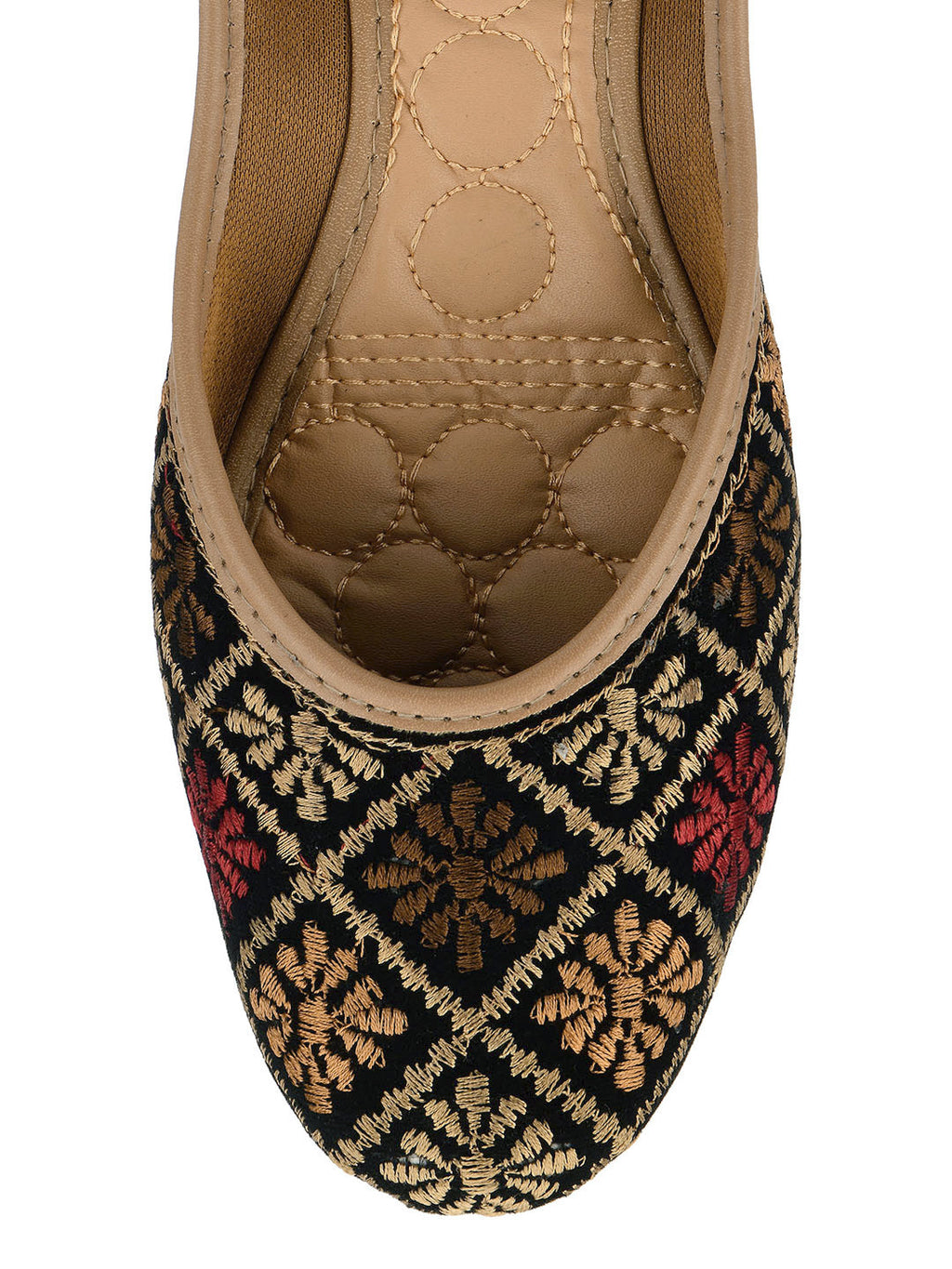 Desi Colour Women Indian Ethnic Footwear-Black Thread Work 2 | Grocsy