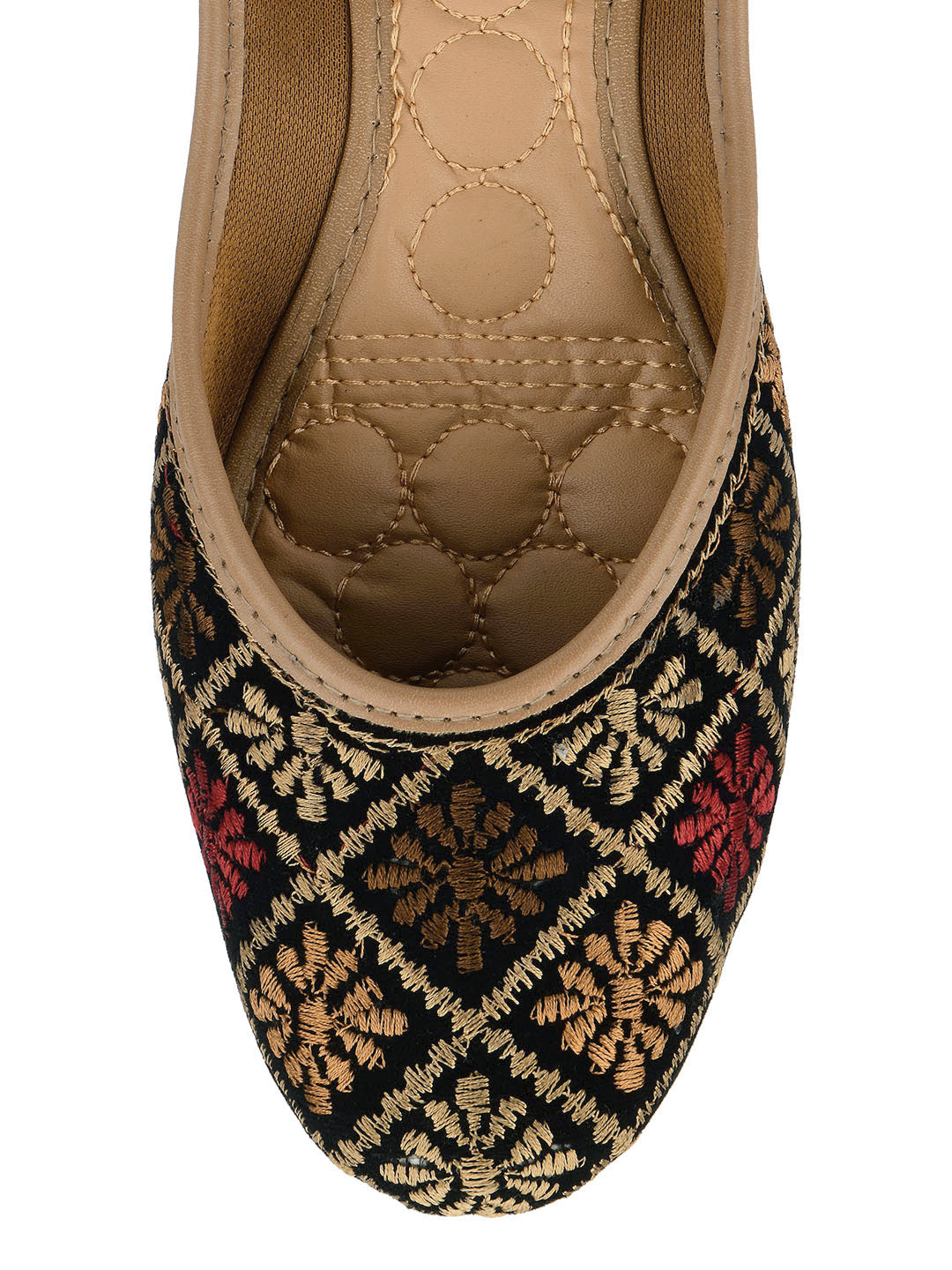 Desi Colour Women Indian Ethnic Footwear-Black Thread Work 2 | Grocsy