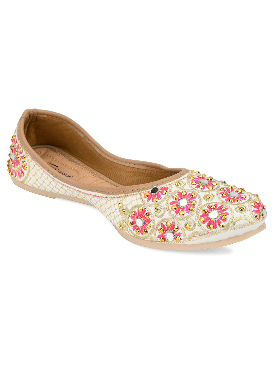 Desi Colour Women Indian Ethnic Footwear-Mini Dabka-Mirror Jarkan 5 | Grocsy