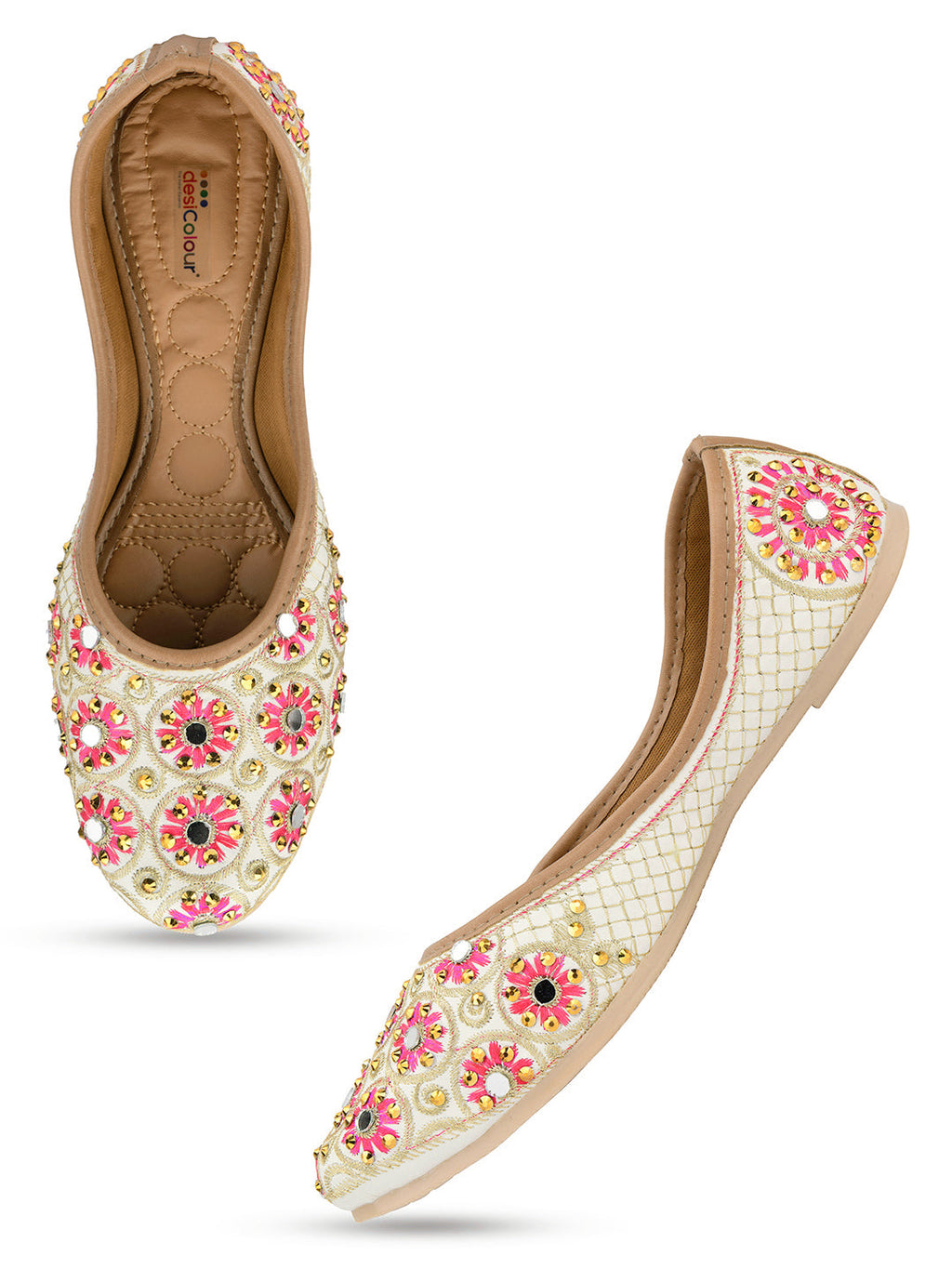 Desi Colour Women Indian Ethnic Footwear-Mini Dabka-Mirror Jarkan 5 | Grocsy