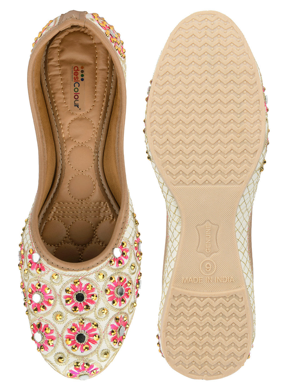 Desi Colour Women Indian Ethnic Footwear-Mini Dabka-Mirror Jarkan 5 | Grocsy