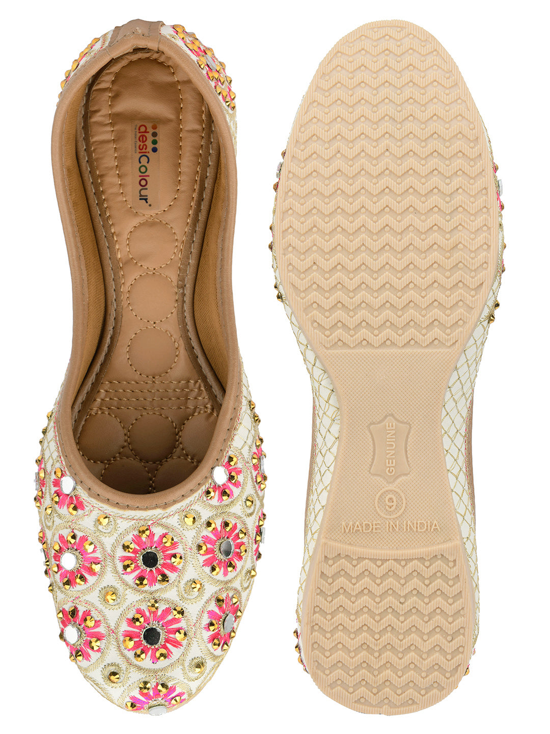 Desi Colour Women Indian Ethnic Footwear-Mini Dabka-Mirror Jarkan 5 | Grocsy