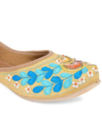 Desi Colour Women Indian Ethnic Footwear-Gold Firoji Emb | Grocsy