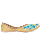 Desi Colour Women Indian Ethnic Footwear-Gold Firoji Emb | Grocsy