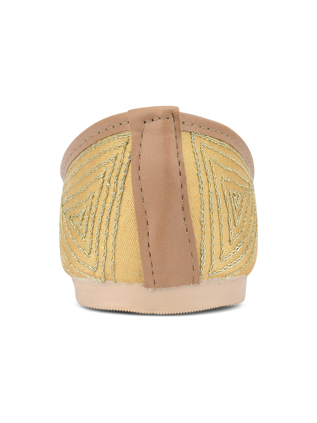 Desi Colour Women Indian Ethnic Footwear-Gold Firoji Emb | Grocsy