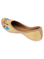 Desi Colour Women Indian Ethnic Footwear-Gold Firoji Emb | Grocsy
