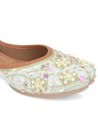 Desi Colour Women Indian Ethnic Footwear-Sky Blue Pearl | Grocsy