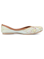 Desi Colour Women Indian Ethnic Footwear-Sky Blue Pearl | Grocsy