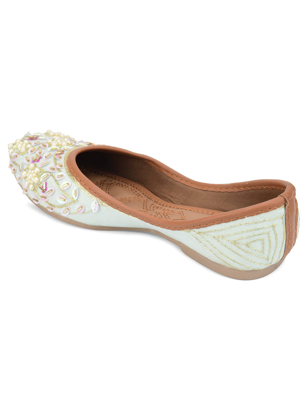 Desi Colour Women Indian Ethnic Footwear-Sky Blue Pearl | Grocsy