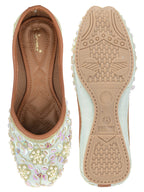 Desi Colour Women Indian Ethnic Footwear-Sky Blue Pearl | Grocsy