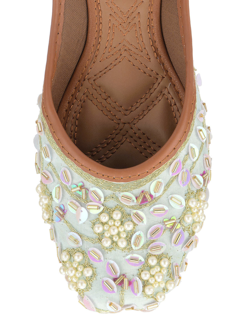 Desi Colour Women Indian Ethnic Footwear-Sky Blue Pearl | Grocsy