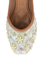 Desi Colour Women Indian Ethnic Footwear-Sky Blue Pearl | Grocsy