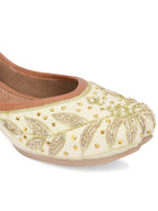 Desi Colour Women Indian Ethnic Footwear-Dabka Off White | Grocsy