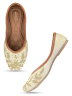 Desi Colour Women Indian Ethnic Footwear-Dabka Off White | Grocsy