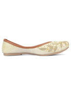 Desi Colour Women Indian Ethnic Footwear-Dabka Off White | Grocsy