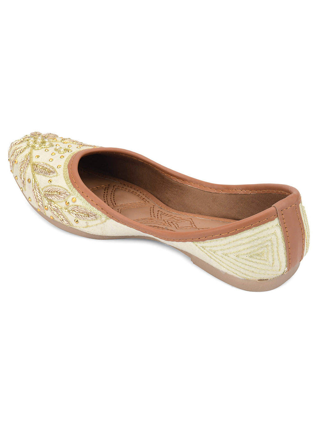 Desi Colour Women Indian Ethnic Footwear-Dabka Off White | Grocsy