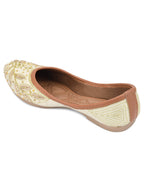 Desi Colour Women Indian Ethnic Footwear-Dabka Off White | Grocsy