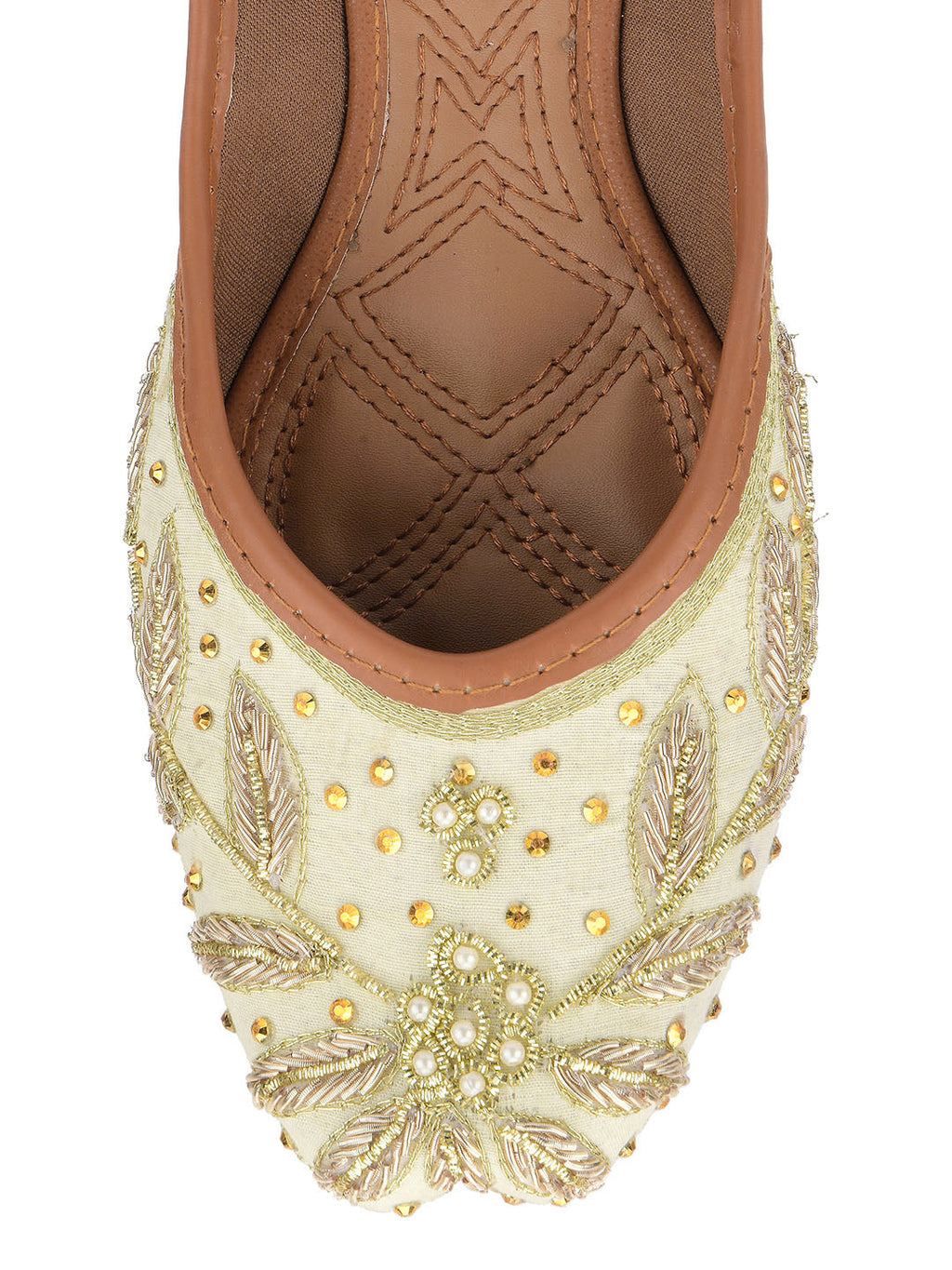Desi Colour Women Indian Ethnic Footwear-Dabka Off White | Grocsy