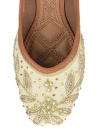 Desi Colour Women Indian Ethnic Footwear-Dabka Off White | Grocsy