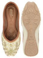 Desi Colour Women Indian Ethnic Footwear-Dabka Off White | Grocsy