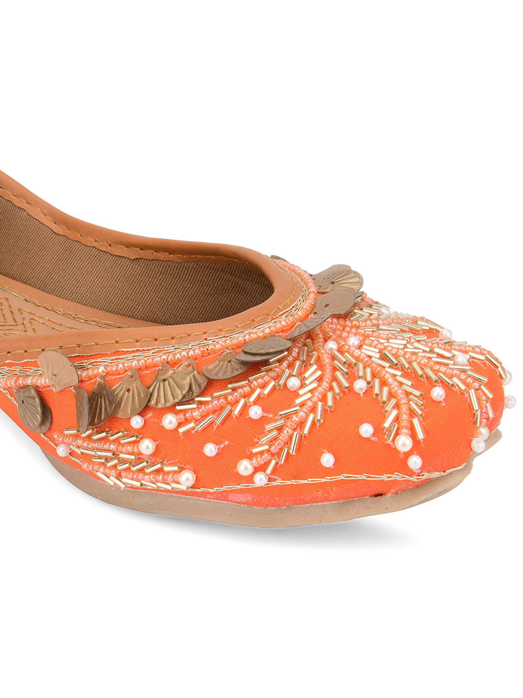Desi Colour Women Indian Ethnic Footwear-Orange Copper Drop | Grocsy