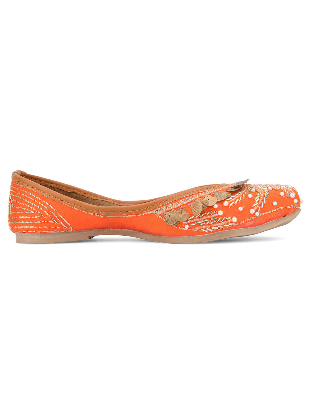 Desi Colour Women Indian Ethnic Footwear-Orange Copper Drop | Grocsy