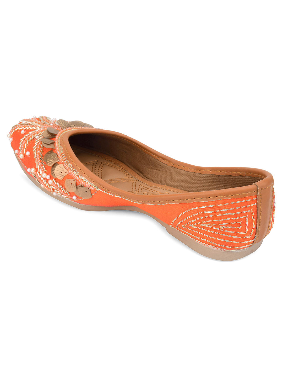 Desi Colour Women Indian Ethnic Footwear-Orange Copper Drop | Grocsy