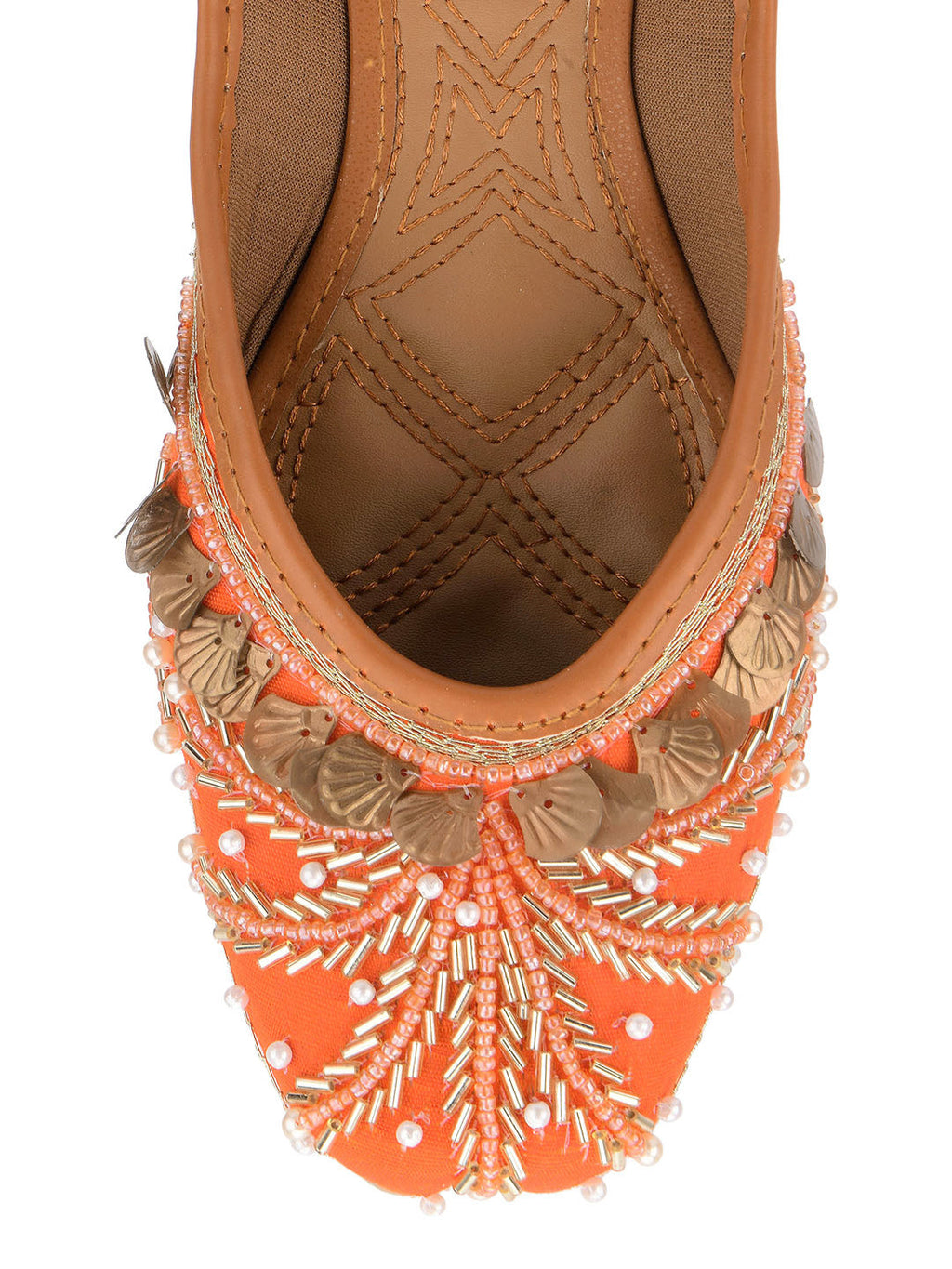 Desi Colour Women Indian Ethnic Footwear-Orange Copper Drop | Grocsy