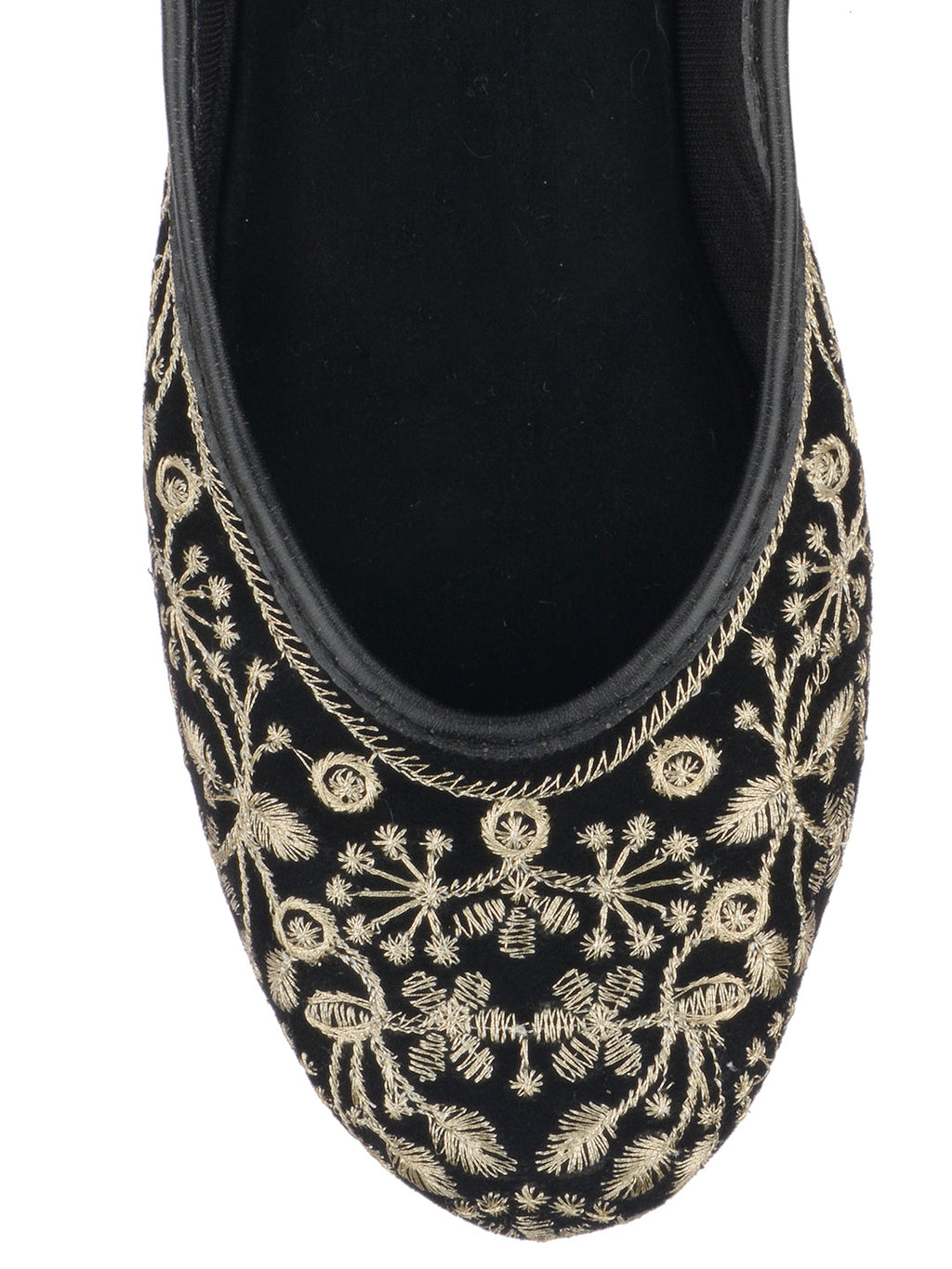Desi Colour Women Indian Ethnic Footwear-Cushioned Black Heavy Emb | Grocsy