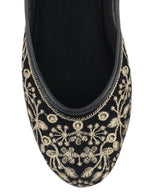 Desi Colour Women Indian Ethnic Footwear-Cushioned Black Heavy Emb | Grocsy