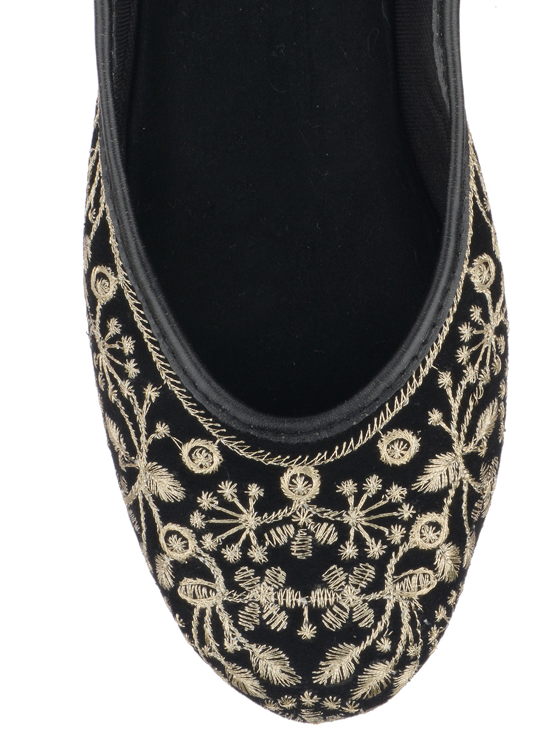Desi Colour Women Indian Ethnic Footwear-Cushioned Black Heavy Emb | Grocsy