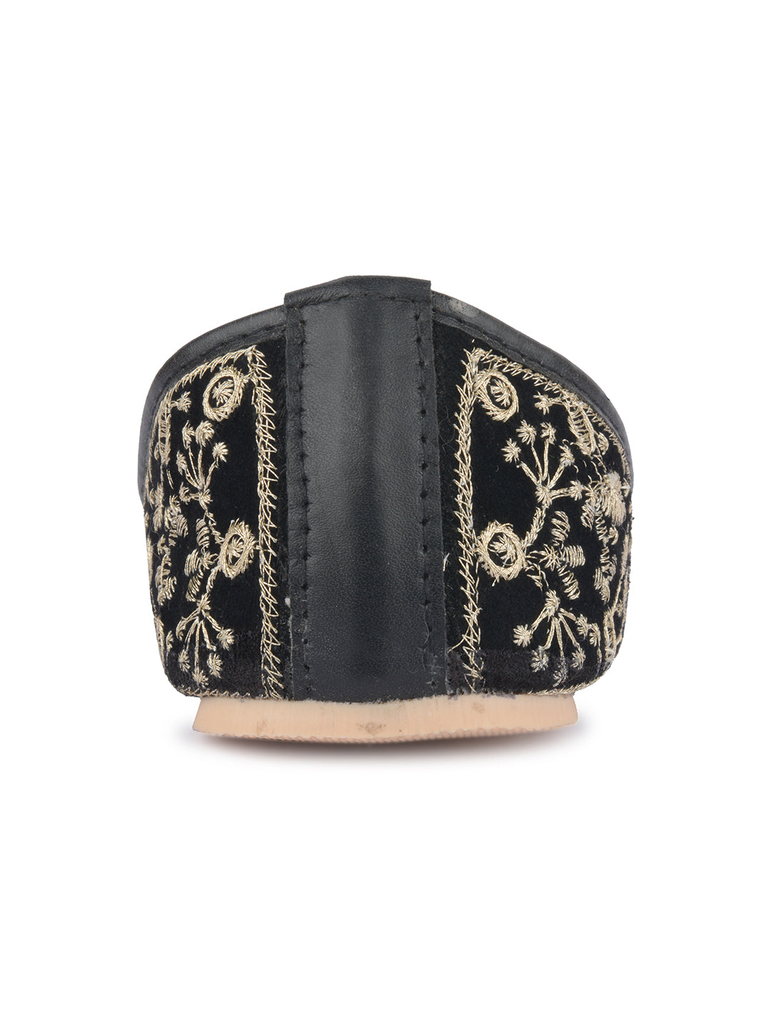 Desi Colour Women Indian Ethnic Footwear-Cushioned Black Heavy Emb | Grocsy
