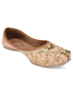 Desi Colour Women Indian Ethnic Footwear-Peach Dabka Stone | Grocsy