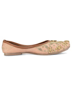 Desi Colour Women Indian Ethnic Footwear-Peach Dabka Stone | Grocsy