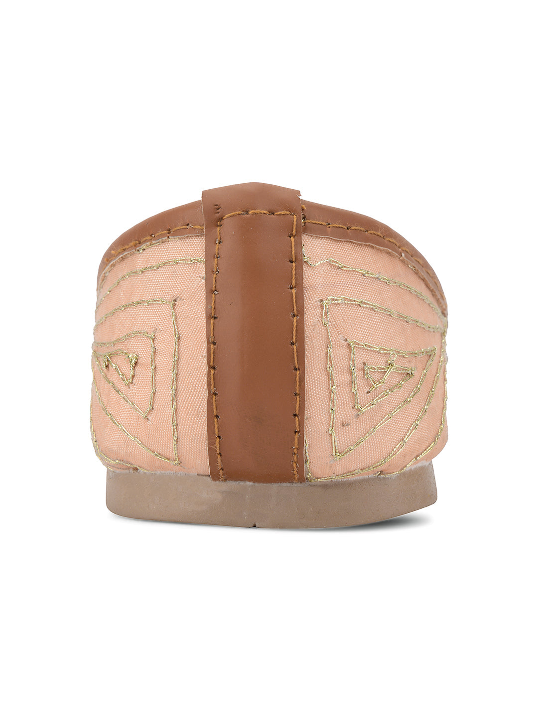 Desi Colour Women Indian Ethnic Footwear-Peach Dabka Stone | Grocsy