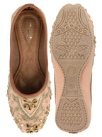 Desi Colour Women Indian Ethnic Footwear-Peach Dabka Stone | Grocsy