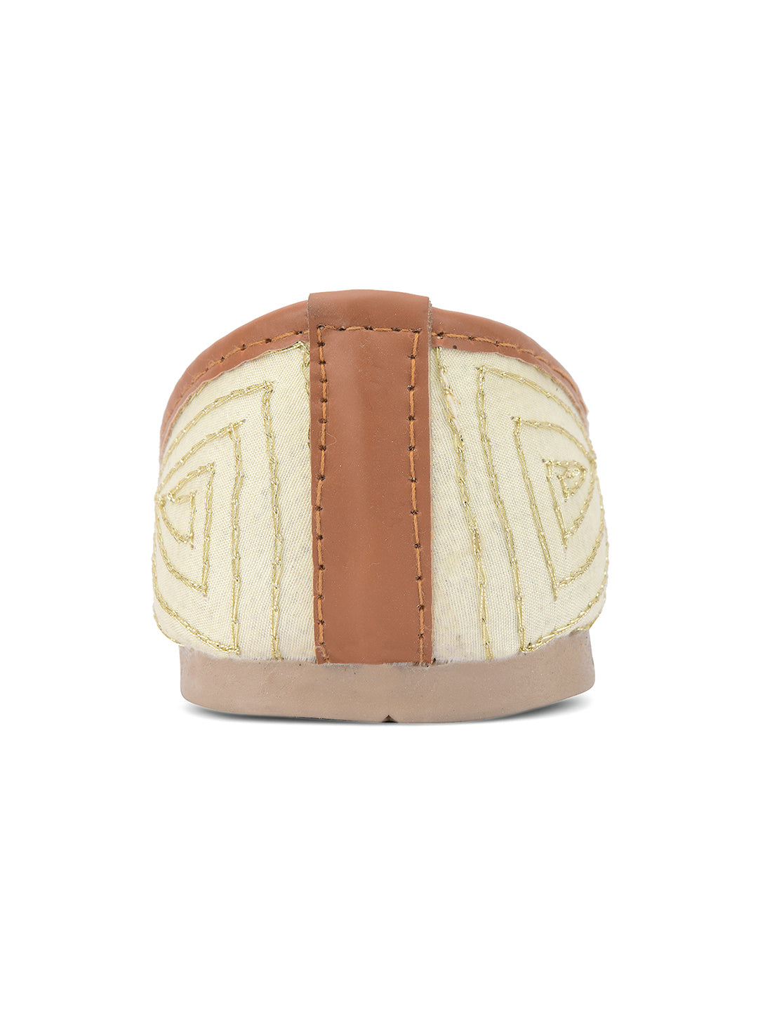 Desi Colour Women Indian Ethnic Footwear-Off White Dabka Stone | Grocsy